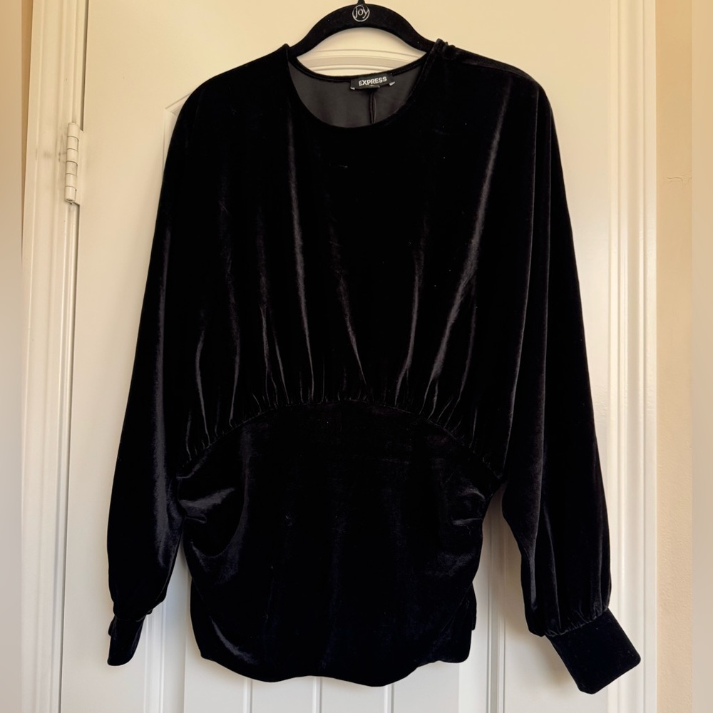 NWT Express Black Velvet Blouse Size S